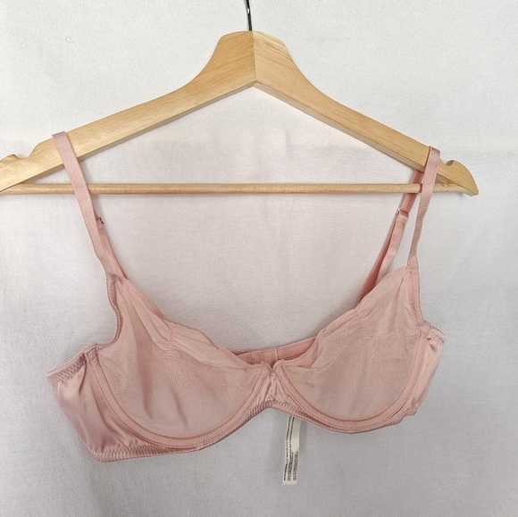Free People Bra Intimately Heart Throb Blush Pink Sheer Mesh Underwire Medium M - Picture 3 of 8